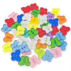 200pcs 13mm Glitter Butterfly Resin Buttons 2 Holes Sewing Accessories Shiny Embellishment DIY Crafts