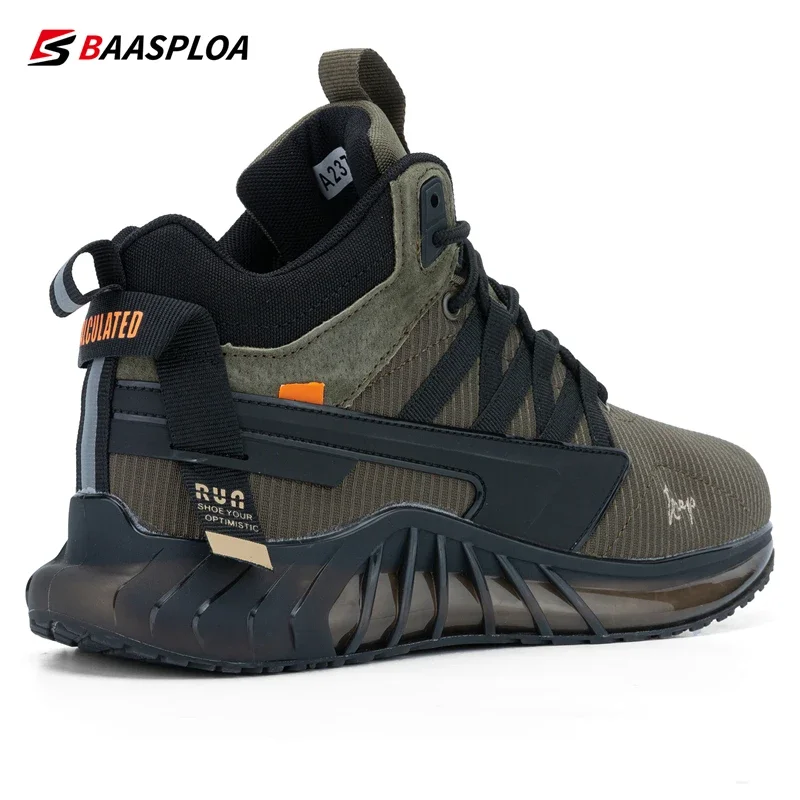 Baasploa Men Winter Sneakers Waterproof Plush Warm Casual Sneakers for Men New Fashion Cotton Shoes Non-Slip Wear-Resistant