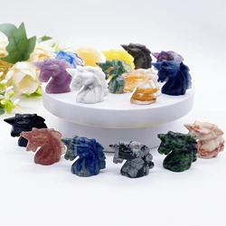 Natural Crystal Stone Unicorn Statue Carved Animal Figurine Home Decoration Reiki Healing Quartz Gemstone Ornament Gift