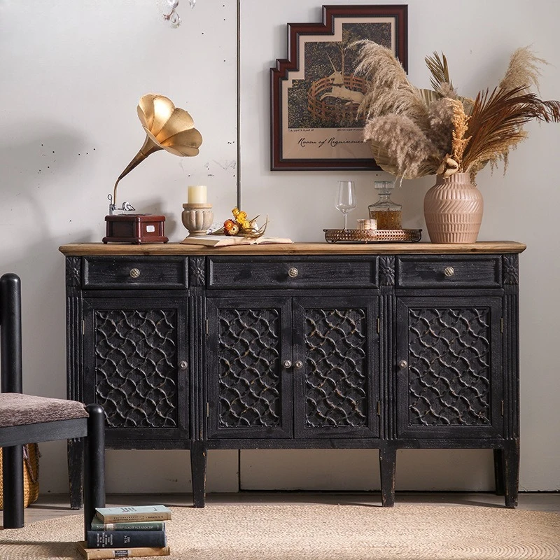 home solid wood porch cabinet, age sense antique furniture decorative cabinet