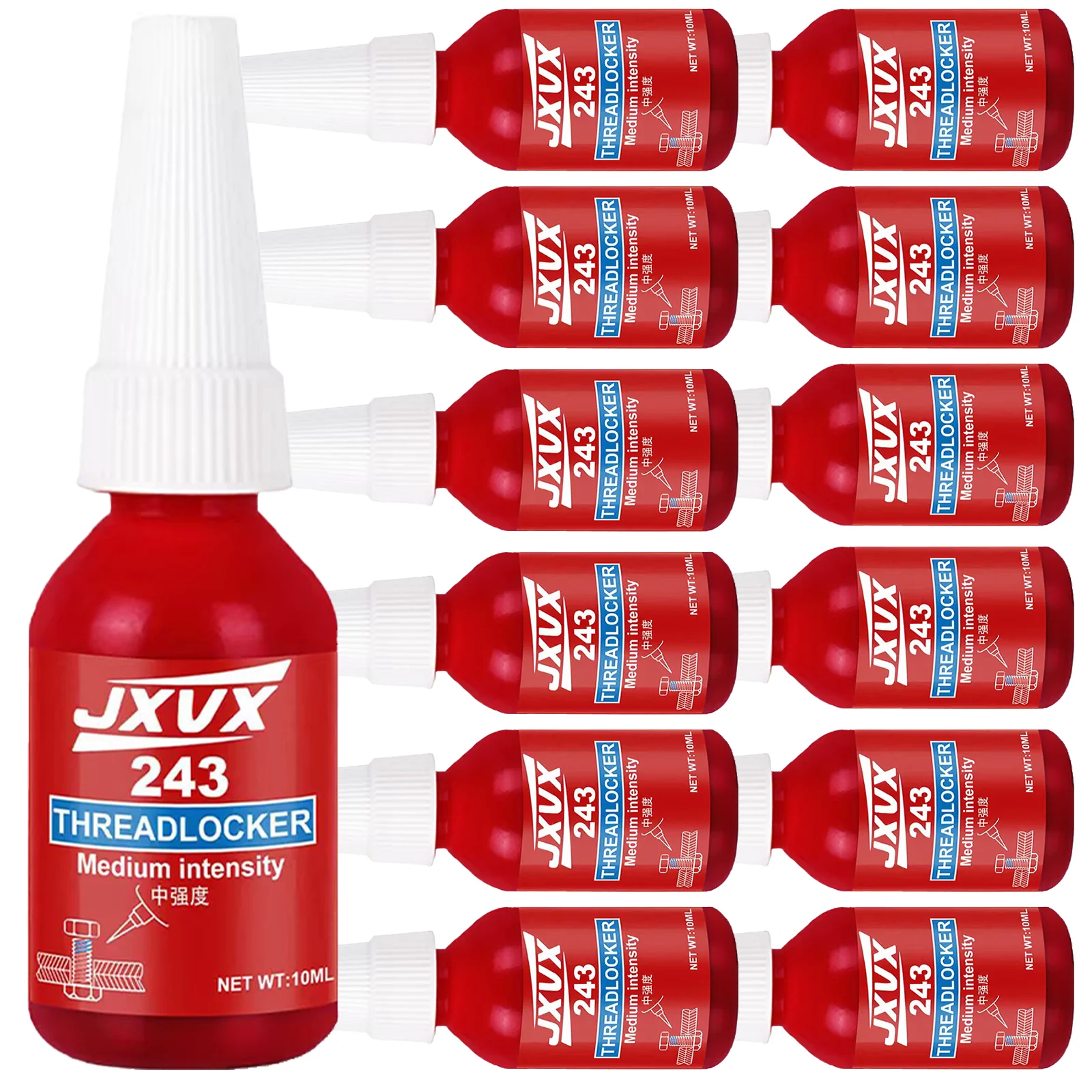 13 Tubes of 10g Threadlocker Anaerobic Adhesive - Blue 243, Removable - Automotive