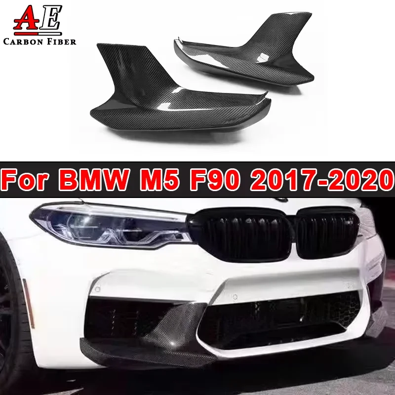 

Car Wrap Angle Splitter For BMW M5 F90 2017-2020 Carbon Fiber Front Bumper Air Vent Spoiler Lip Canards Diffuser Body Kit