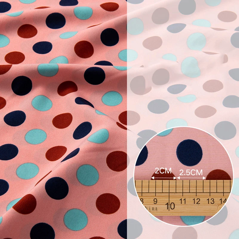 Polka Dot Chiffon Fabric Opaque Printed Colorful for Summer Sewing Dress Shirt by Meters