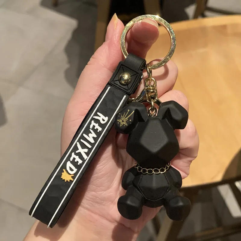 Cute Keychain Charm Tie Bear Pendant for Women Men Bag Car KeyRing Mobile Phone Fine Jewelry Accessories Couple Kids Girl Gift