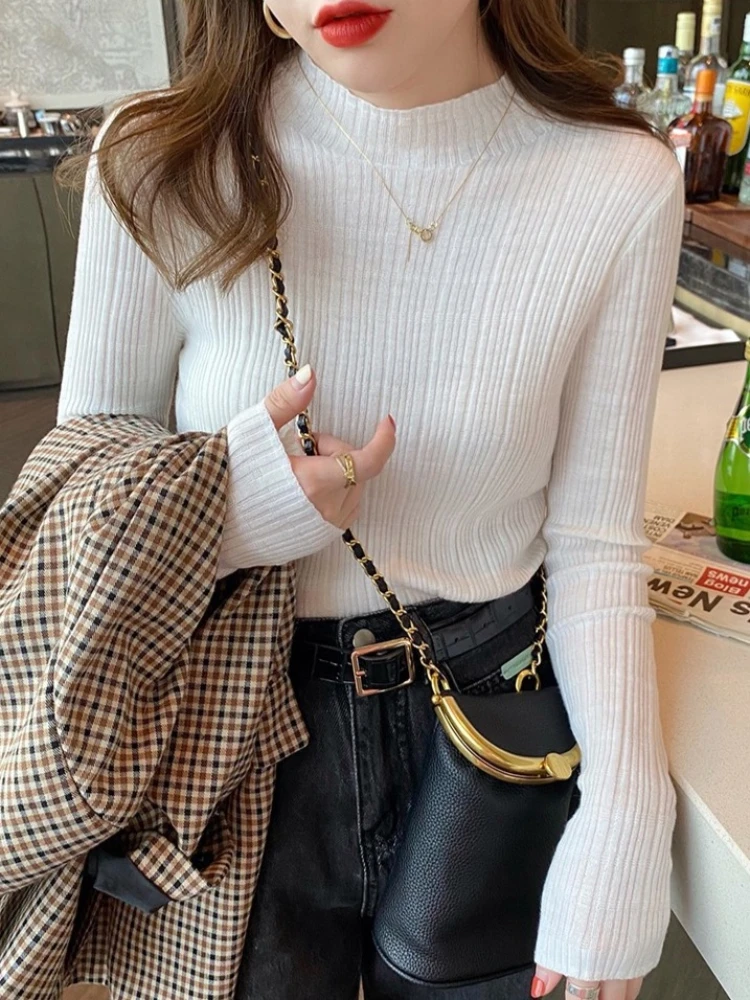 AOSSVIAO 2025 秋冬タートルネック女性セーターヴィンテージソリッドニットベーシックプルオーバー韓国カジュアルスリムシンプルシックなトップス