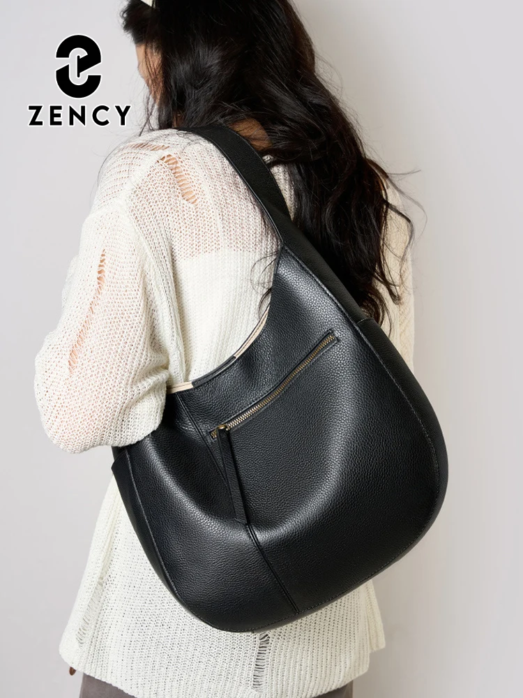 Zency Vintage Women's Genuine Leather Top Quality Large Hobo Bag Shoulder Designer Bag