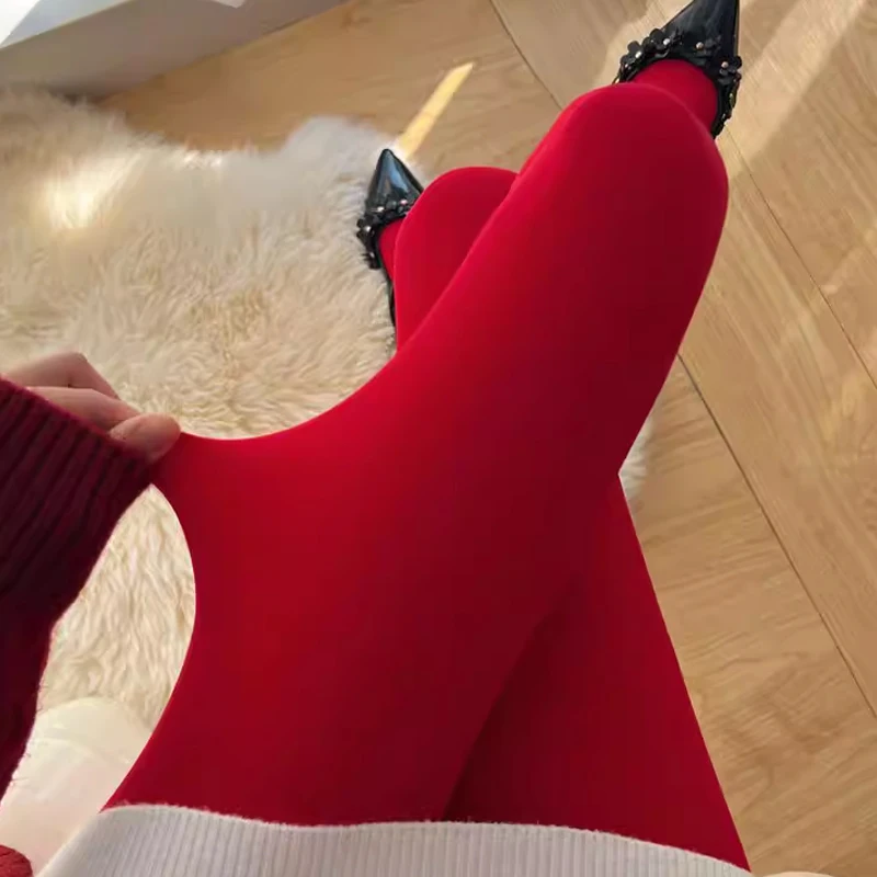 

Модные ультратонкие колготки-леггинсы из бархата с кружевом, однотонные, красные, дышащие, сексуальные