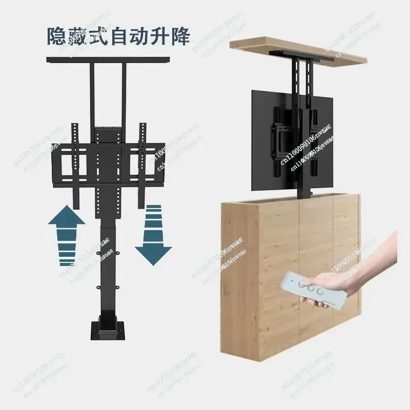 Tv Electric Lifting Stand Wireless Remote Control Hidden Floor Bracket Auto Height Adjustment For Home Bedroom