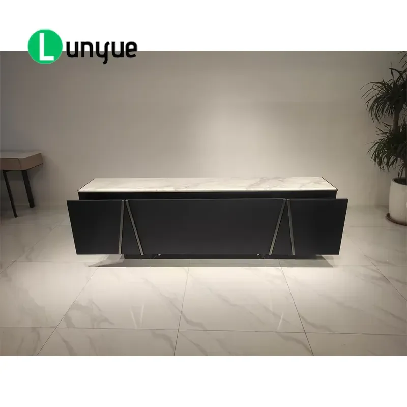 Luxury Modern Marble Top Wood TV Stand Living Room Furniture Latest Design Entertainment Center Console Table Home Decor