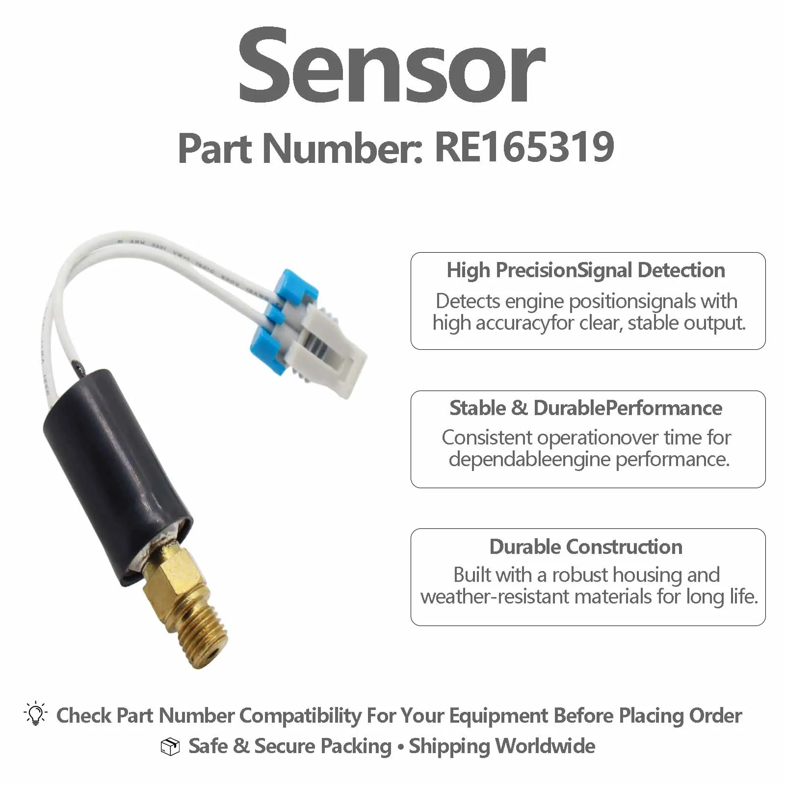 Oil Pressure Sensor RE165319 For John Deere 6110M 6110R 6120M 6120R 7600 7610 7700 7710 7800 7810