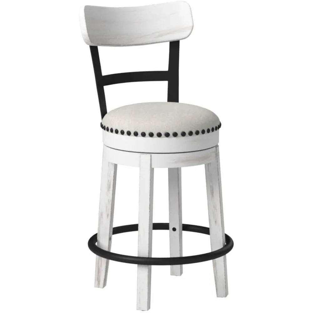 Valebeck 24.5" Modern Swivel Counter Height Barstool, Whitewash