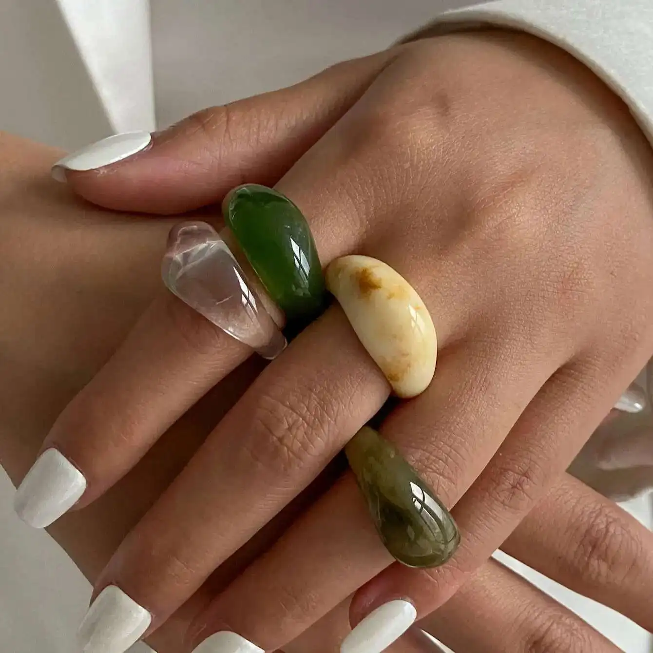 Ingemark Y2K بوهو السلس الراتنج خواتم الاصبع للنساء الاتجاه 2025 موضة جديدة بسيطة هندسية خواتم الجمالية اليومية مجوهرات هدية #1