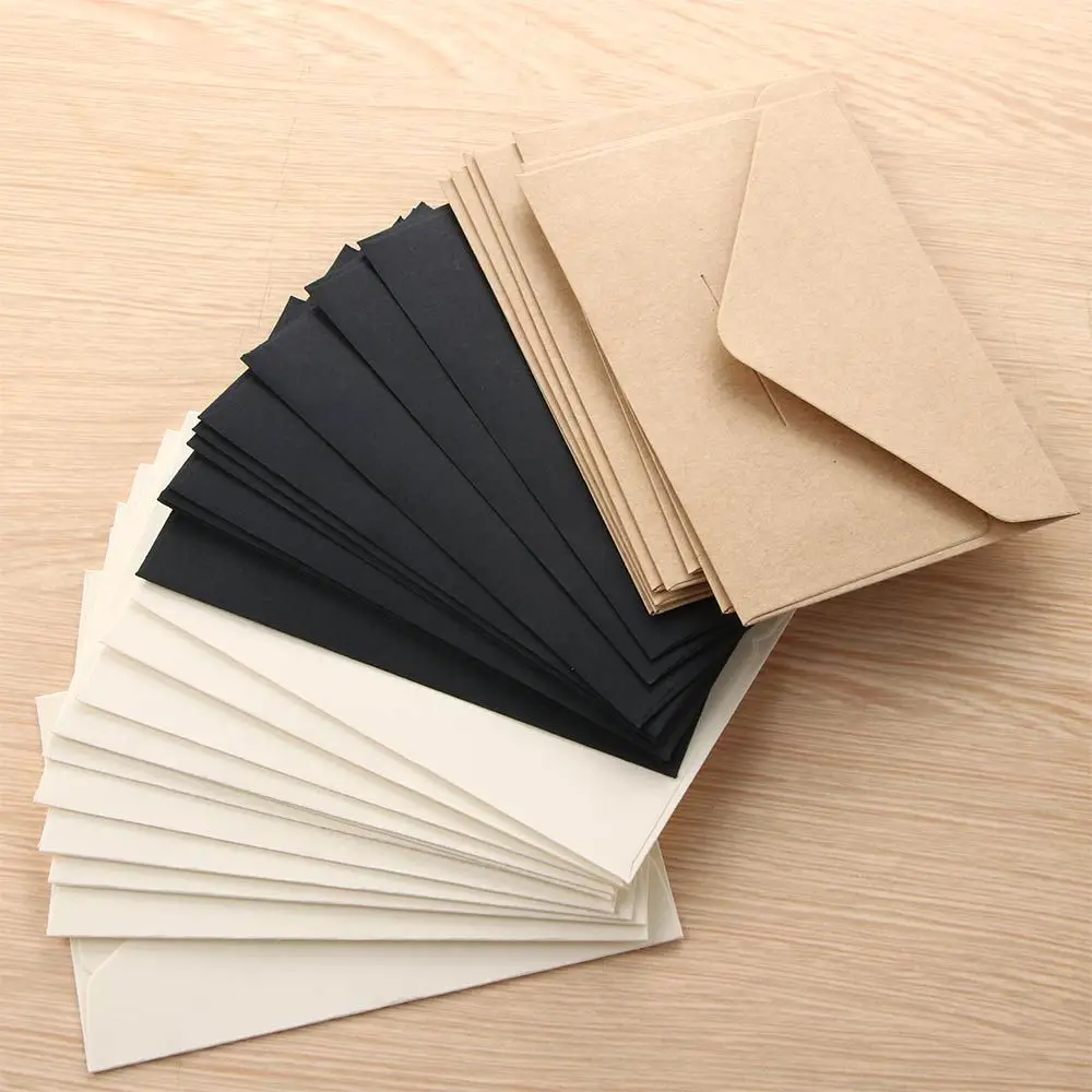 20PCS Message Card Classical White Black Kraft Blank Mini Paper Window Envelopes Wedding Invitation Envelope Gift Envelope