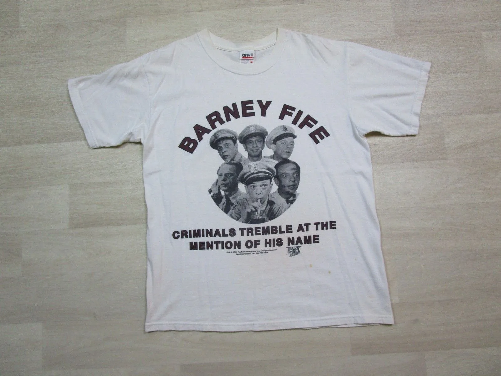 Vintage Barney Fife T Shirt Men's (M) 1990's The Andy Griffith Show Funny Cop