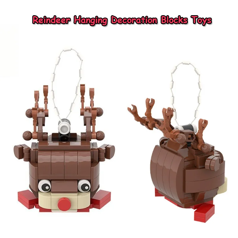 

Christmas Reindeer Pendant MOC Building Blocks Set Assembled Animal Hanging Ornaments Model Puzzle Toy Mini Bricks Holiday Gifts
