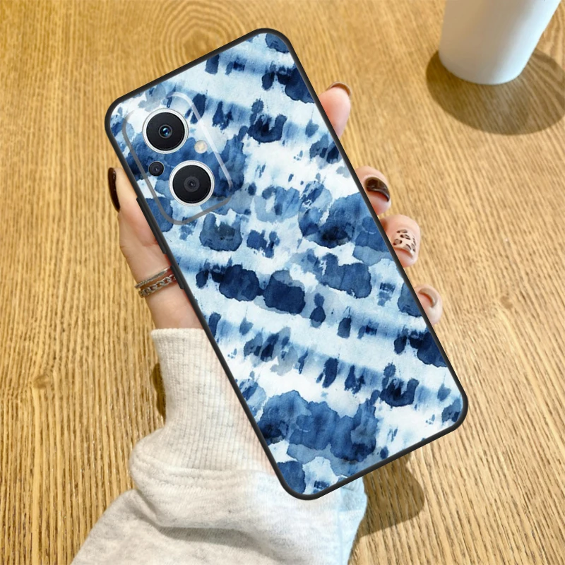 Shibori indigo Tie Dye Case For OPPO Find X2 X3 Neo Lite X6 X5 Pro Reno 8T 7 3 2Z 4Z 5Z 5 6 8 4 Lite Back Cover