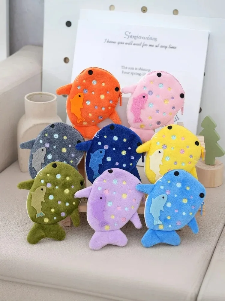 Modische Plüsch-Münztasche in Form eines blauen Haifisches oder Mini-Wals für Damen, Schlüssel- und Kopfhörer-Etui, niedlicher Umschlag mit Reißverschluss, roter Umschlag – Detail 20