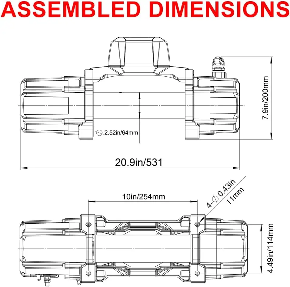 เครื่องกว้าน13500lb เชือกสังเคราะห์12V พร้อม hawse fairlead ใหม่กันน้ำ