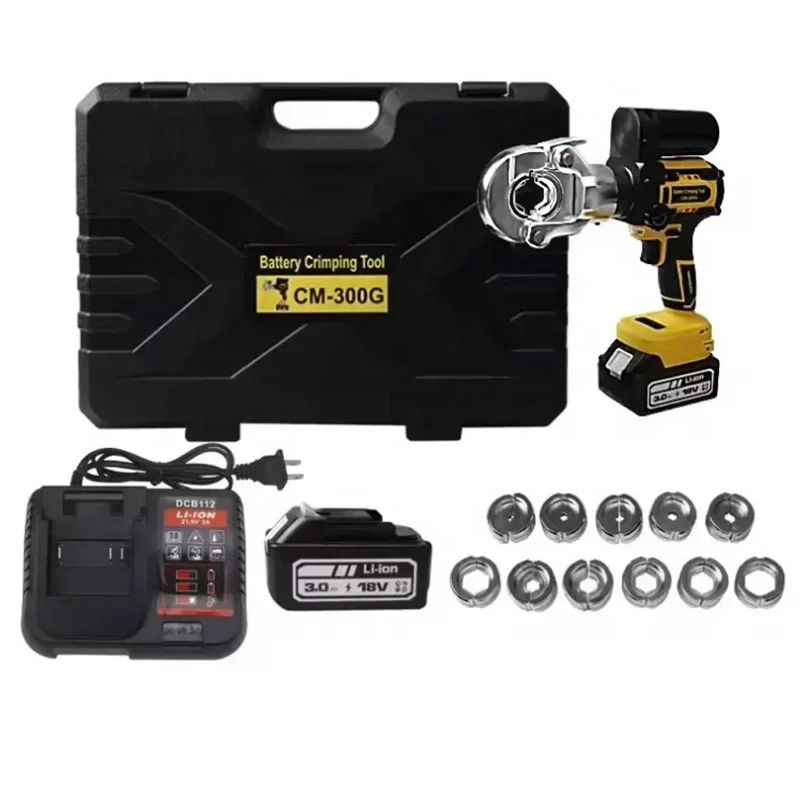 Rechargeable DC18V/3.0Ah Electric Hydraulic Crimping Tool Portable for Copper Cable Iron Crimping 16-300 Square Millimeters 9kg