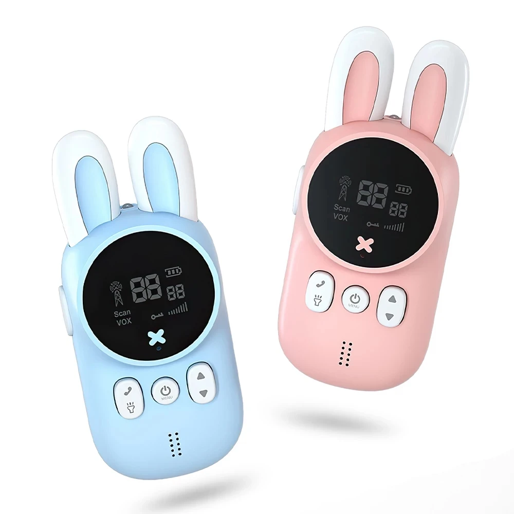 2pcs Children\'s walkie talkie set Portable Handheld Children s Mini Toys Transceiver 3KM Range UHF Radio Lanyard Interphone Bab