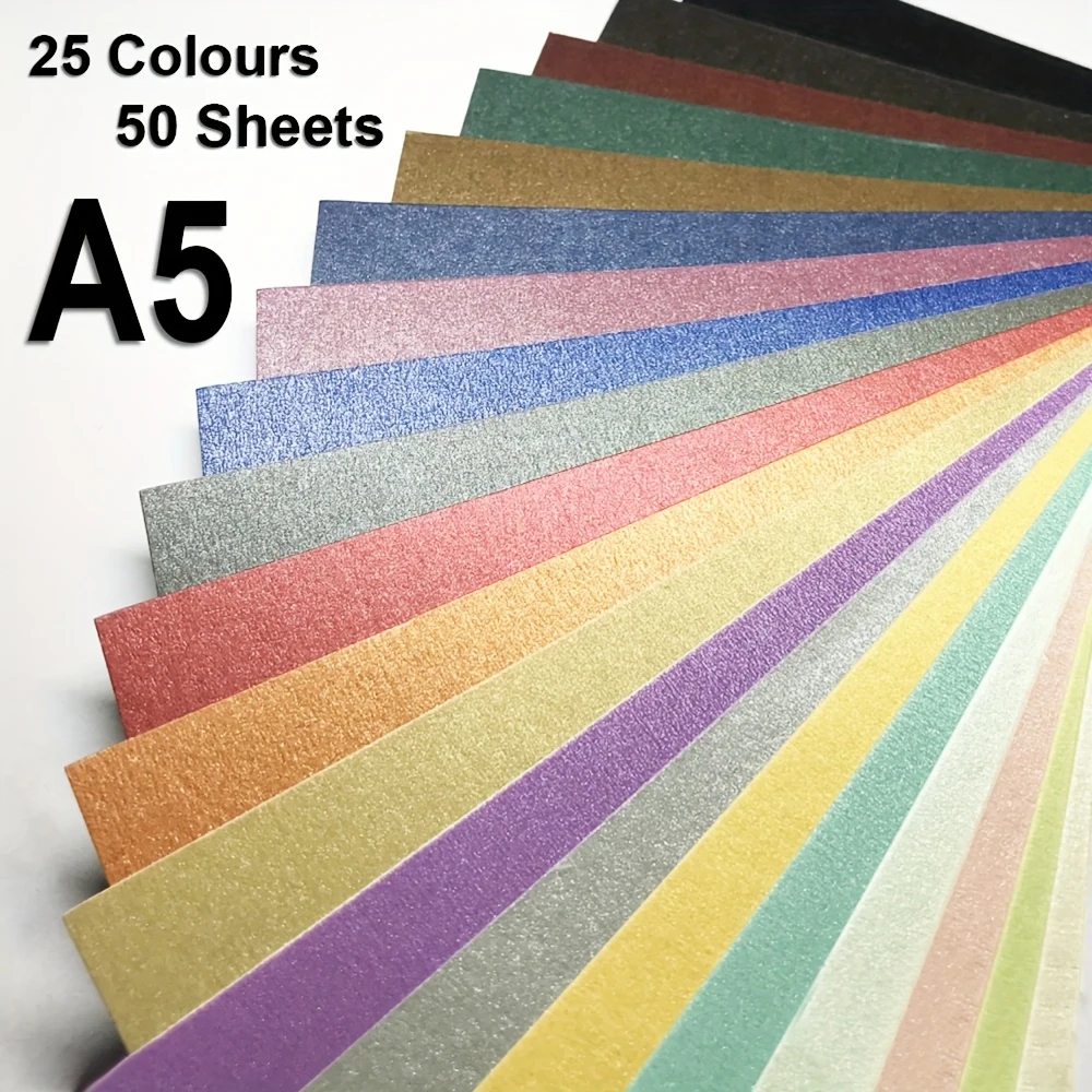 

Colored Double-sided Pearlescent Cardstock 250g A5 50sheets For Embossing Machine DIY Cards Invitations Scrapbook Decorations