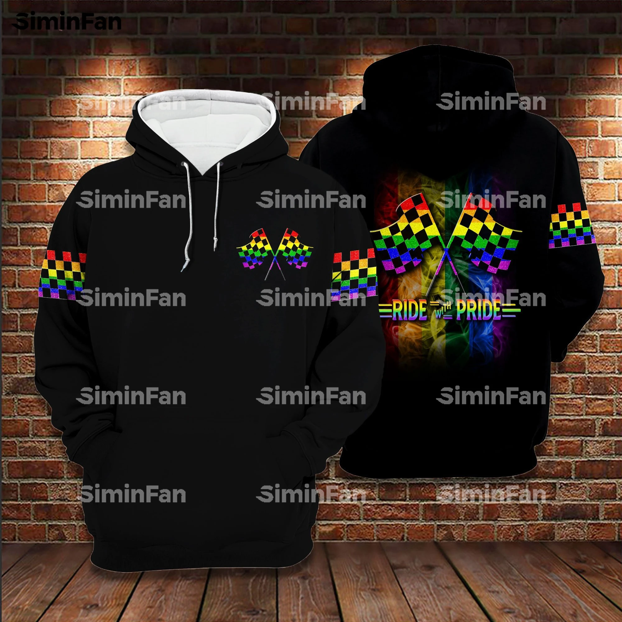 

Ride with Pride LGBT Rainbow 3D Full Printed Hoodies Zipper Jacket Men Hooded Pullover Sweatshirt Female Top Coat Unisex Outwear