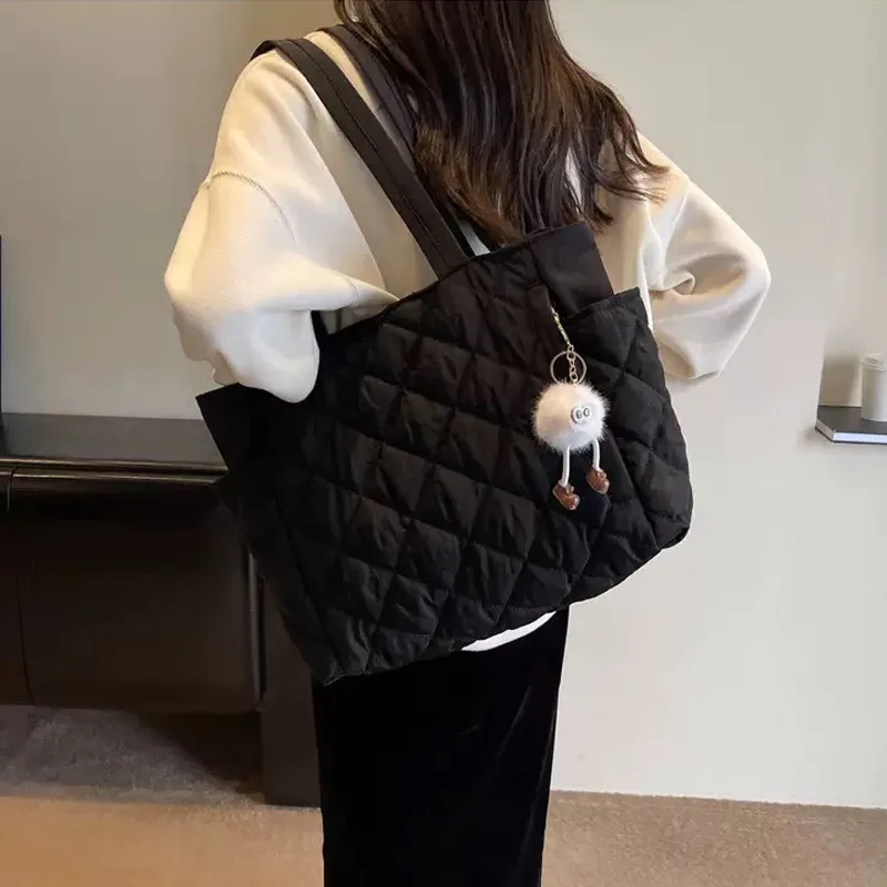 Baumwolltasche Rhombus Große Kapazität Damen-Handtasche Vielseitige Umhängetasche für Pendler und Einkäufe Grenzübergreifend – Detail 12