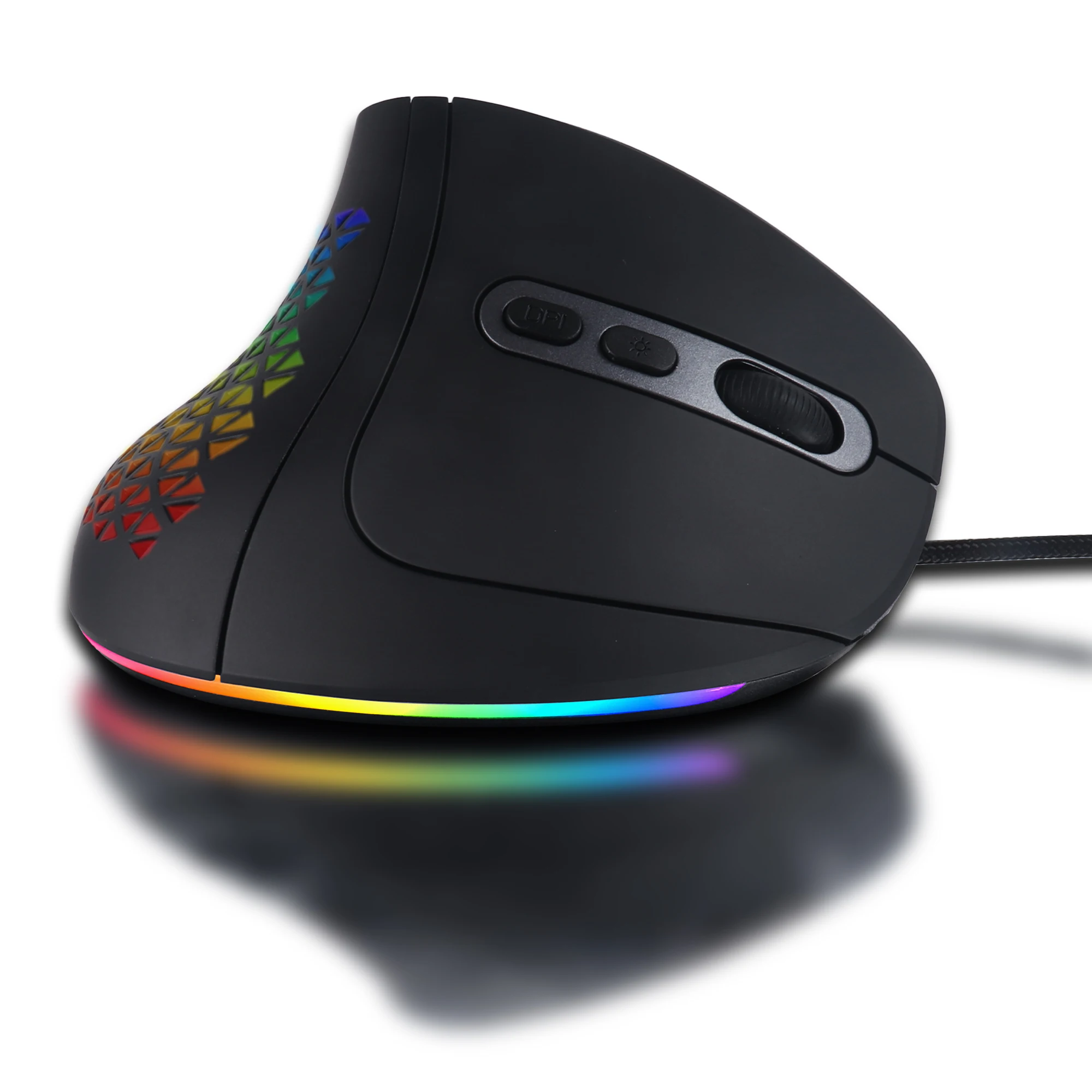 Wired Vertical Mouse Ergonomics Design Mute Button Resolution Adjustable RGB Light Effect Side Keys Office Use Wire Mause
