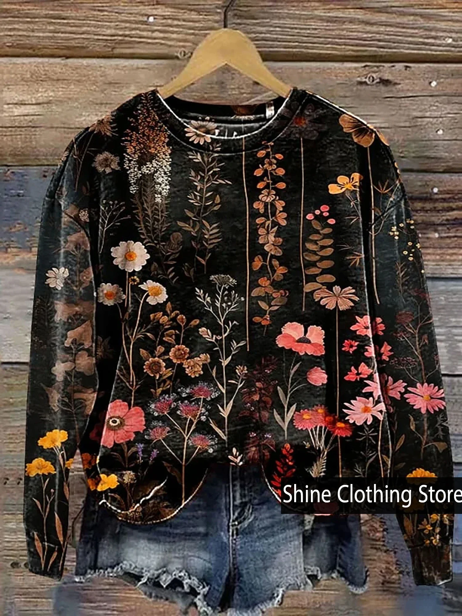 New Arrivals Women's Vintage Moroccan Floral Print Casual Sweatshirt 3D Print O- Neck Fashion T-Shirt Size S to 5XL