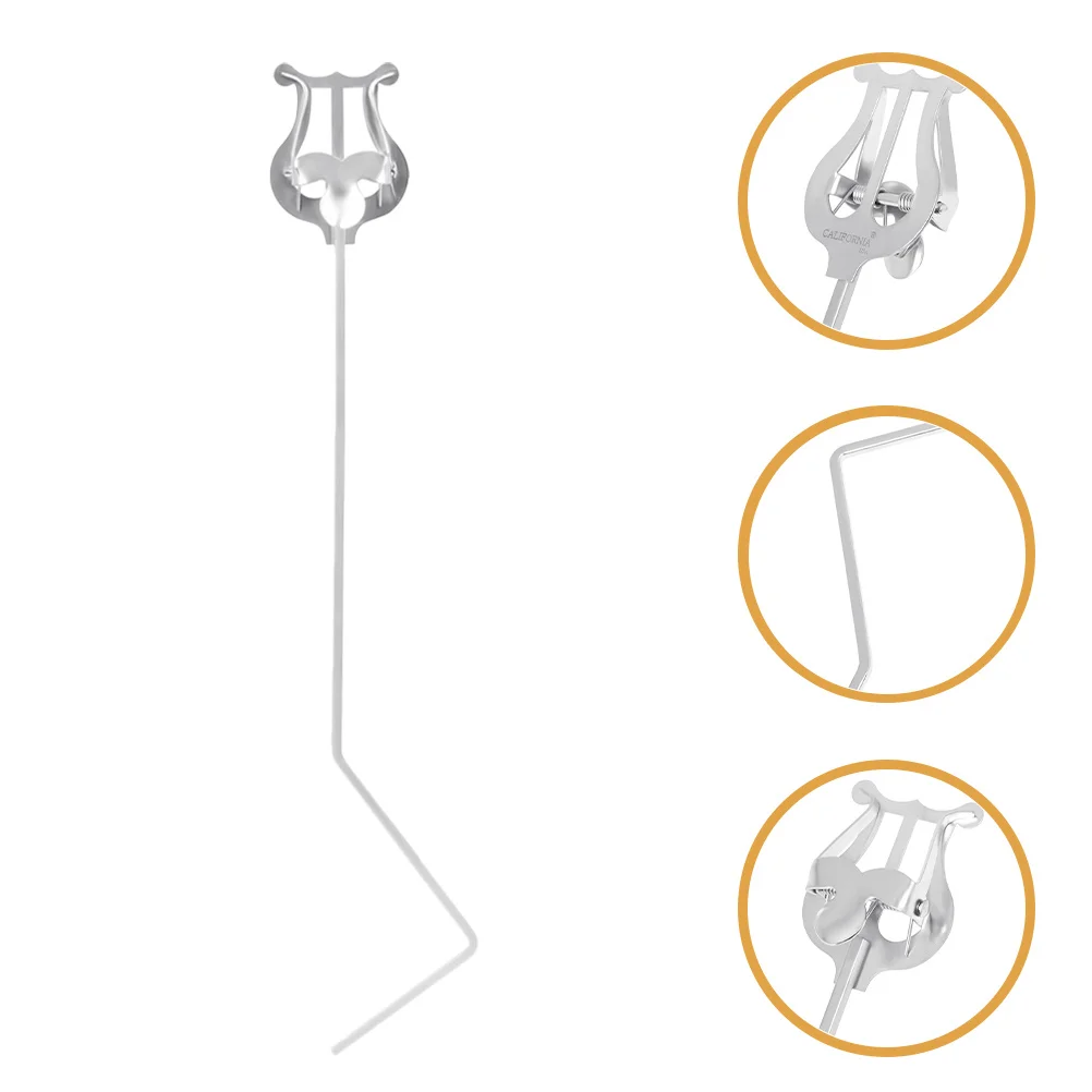 

Portable Piccolo Music Stand with Sturdy Clamp Silver Sheet Holder for Flutists on-The-Go Comfortable Reading Practice