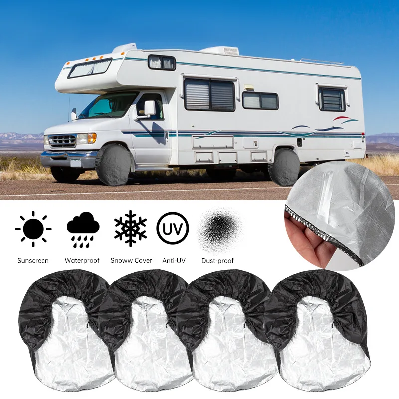

4pcs Universal Wheel Tire Covers Waterproof Oxford UV Sun Protectors Wheel Tire Covers for Camper Car Truck 27-32 inch