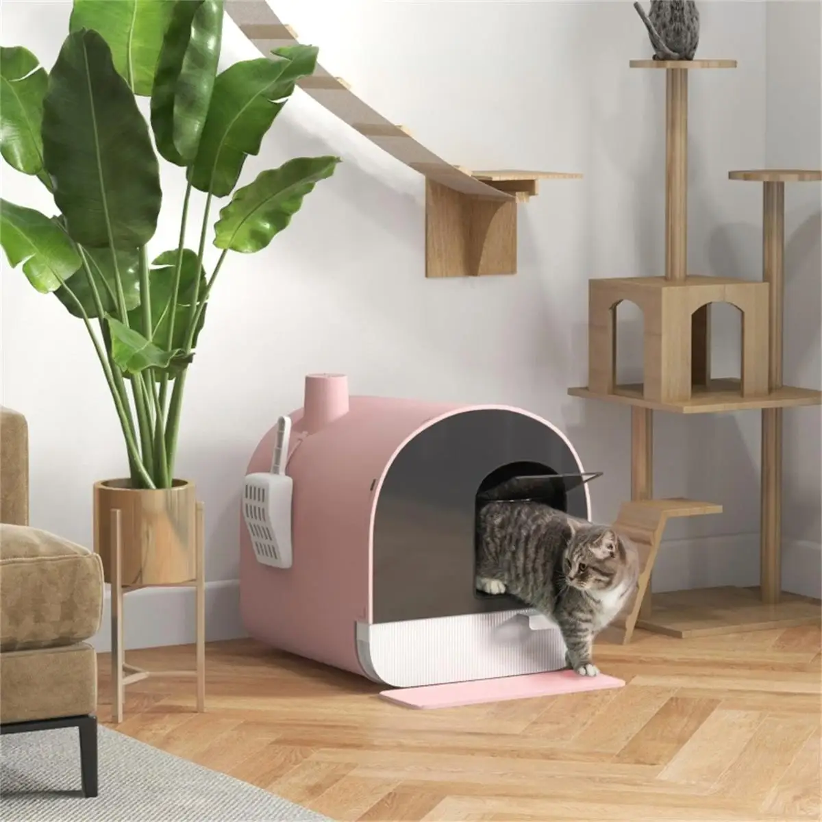 Fully Enclosed Cat Litter Box with Enhanced Odor Control – Perfect for Clean and Comfortable Cat Spaces