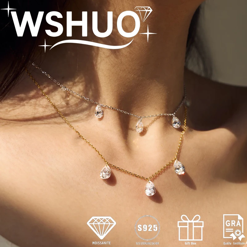 

3CT Pear Cut Moissanite Women's Necklace 18K Gold Plated S925 Silver Sparkling Teardrop Diamond Pendant Necklace Fine Jewelry