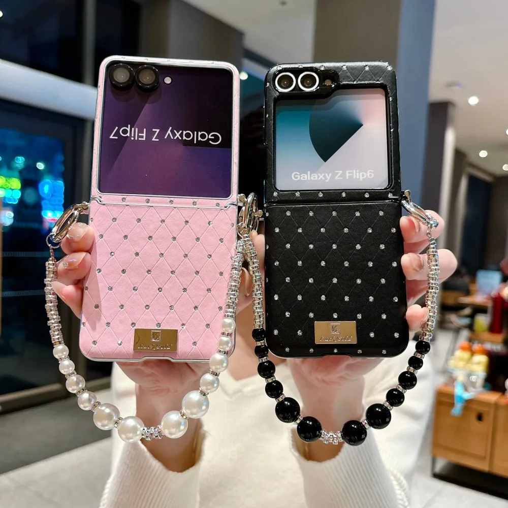 

Fashion Phone Case For Samsung Galaxy Z Flip 5 6 7 FE Bracelet Hard Shell Axis Protection Solid Color Shockproof Back Cover