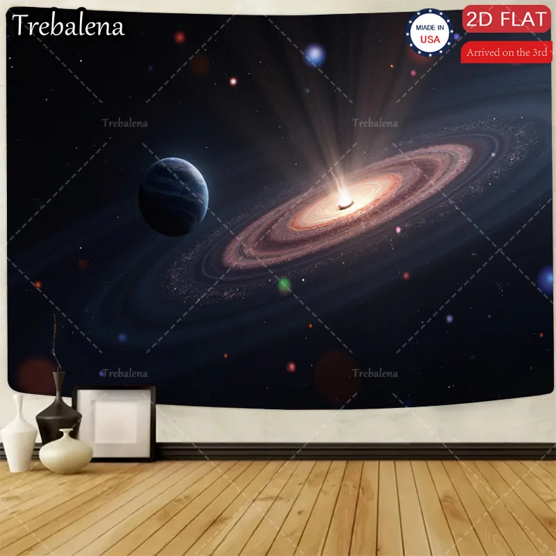 

1pc Wall Tapestry Galaxy Spiral and Planet Tapestry - Modern Space Design Wall Art Decor