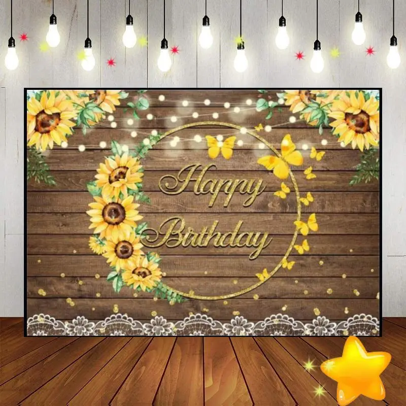 Sunflowers Party Birthday Decoration Background Baby Shower Photography Backdrops Photo Custom Backdrop Studio Camera Consumer