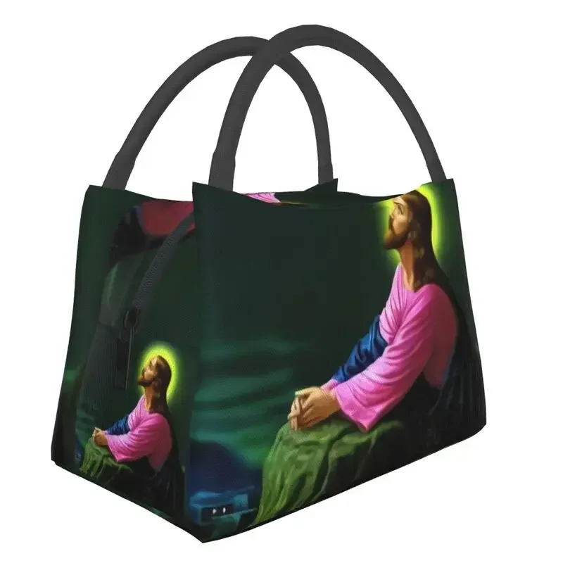 Jesus Christ Praying At Gethsemane Religious Christian Insulated Lunch Bag for Women Leakproof Thermal Cooler Bento Box