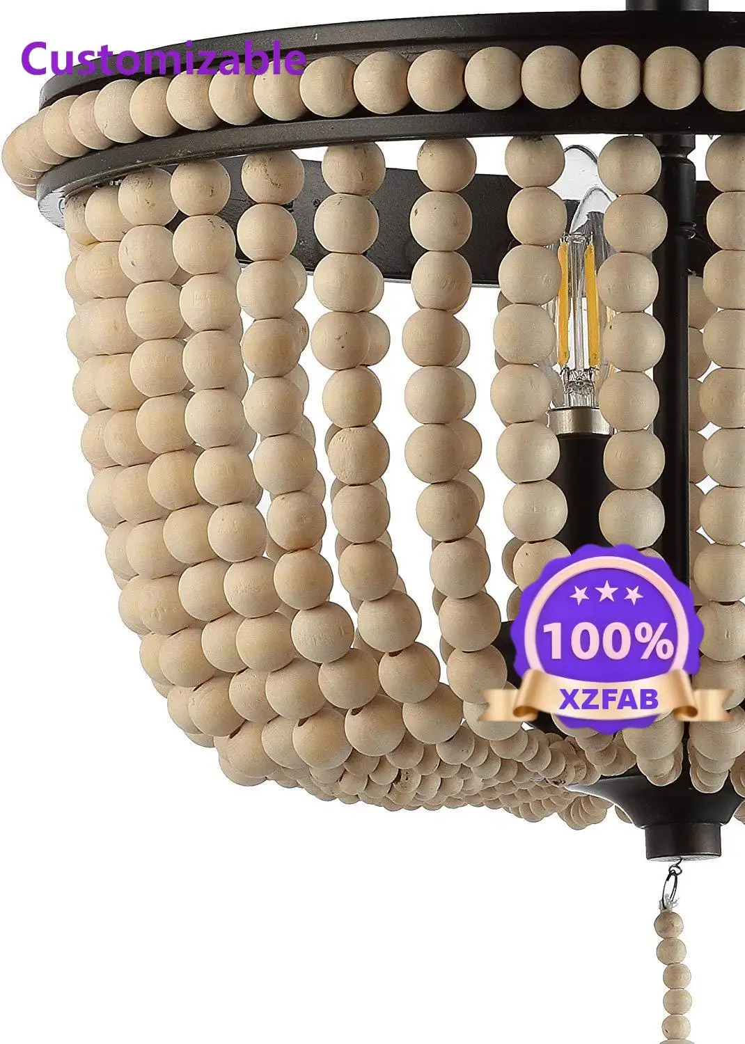 Factory Direct 2026 Cross-border special American country wood bead lamp living room dining room bedroom corridor cloakroom