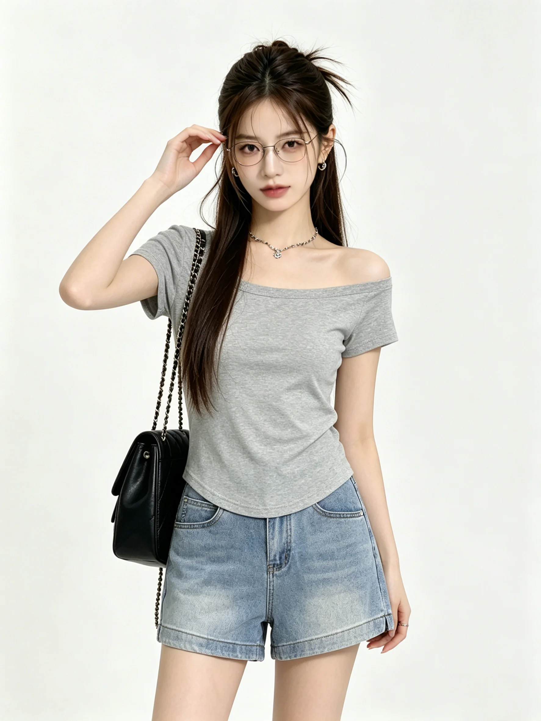 Retro American Spicy Girl High Waist Denim Shorts Women Summer Wide Leg Slimming Skin-friendly A-line Hot Pants Light Blue