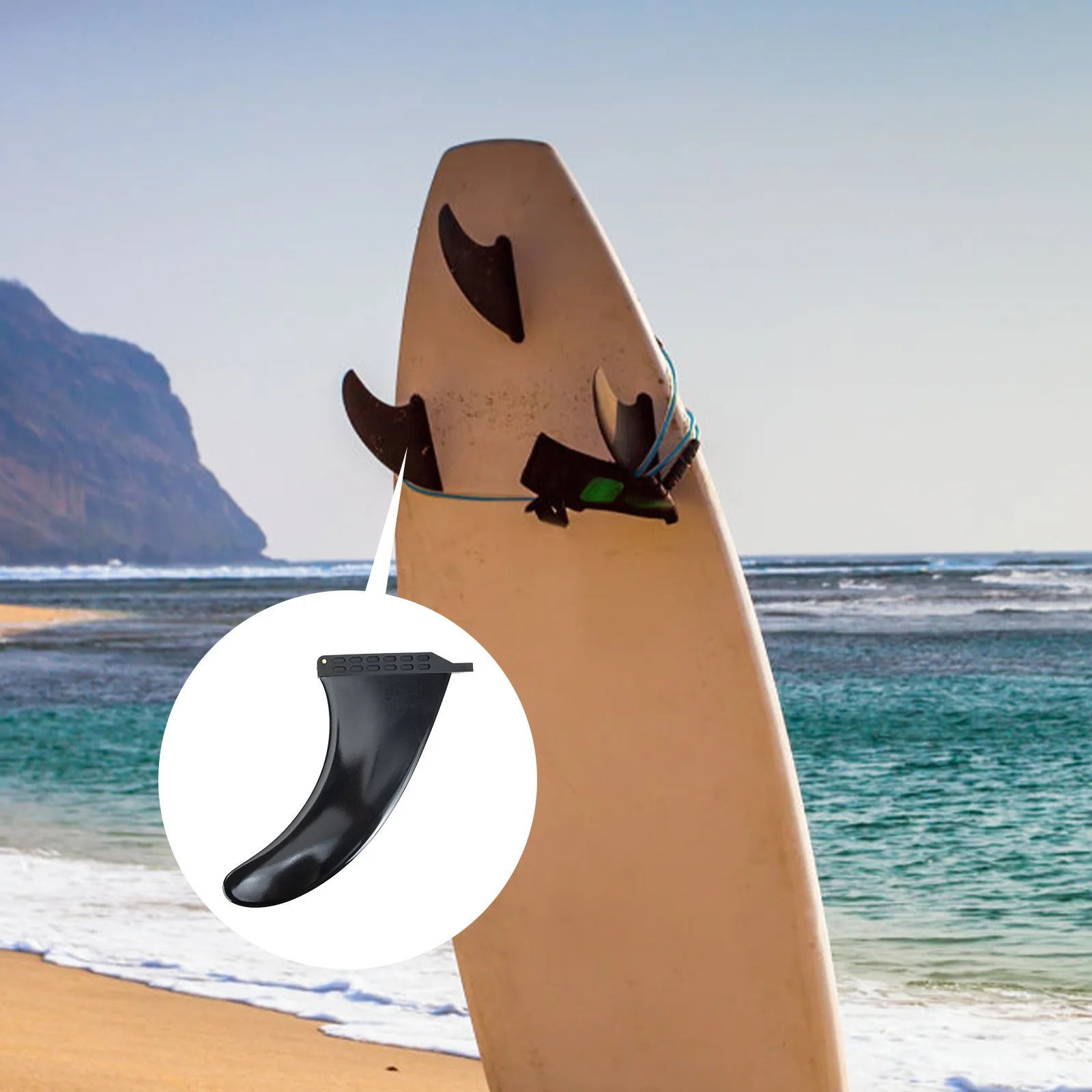 

Long Board Rubber Surfboard Tail Fin Detachable Paddle Marine Paddleboard Center Black Surfing