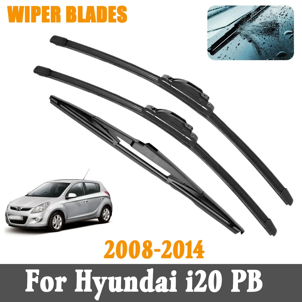 3PCS Front- und Heckscheibenwischerblätter für Hyundai I20 PB 2008-2014 Zubehör Fenster Windschutzscheibe