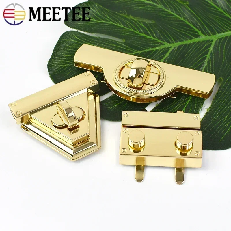 5Pcs LightGold Metal Bag Lock Handbag Twist Turn Spring Decor Buckles Pocket Purse Closure Clasp Replace Hardware Accessories