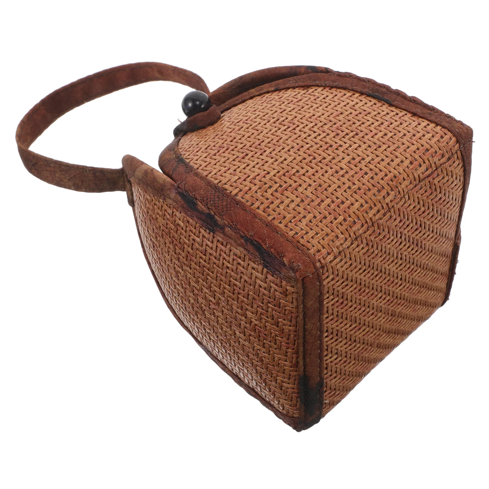 

Rattan Tea Set Storage Bag Cup Handmade Basket Carry Case Organizer Travel Round Cloth Tote Woven