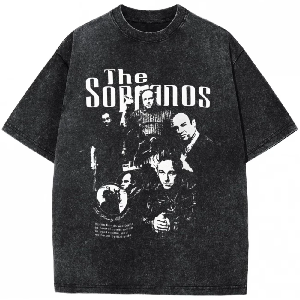 The Sopranos Movie Neuheit Streetwear Gothic Vintage Y2K Washed T-Shirt Sommer Herren Damen T-Shirt Lässig Oversized Locker Kurzarm