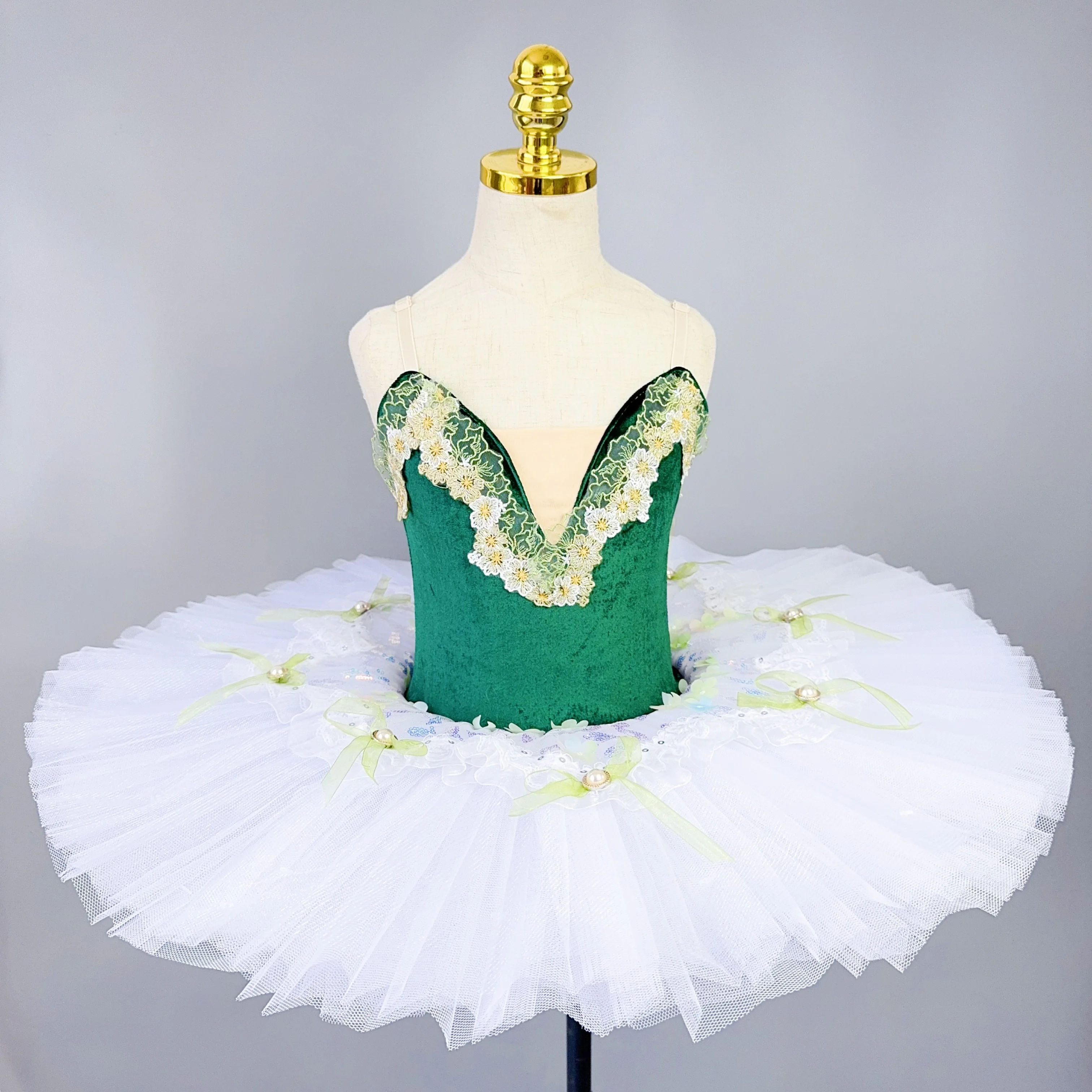 

Child Professional Ballet Tutu Dress Girls Green Swan Lake Pancake Ballet Skirt Kids Ballerina Dress Dance Costume