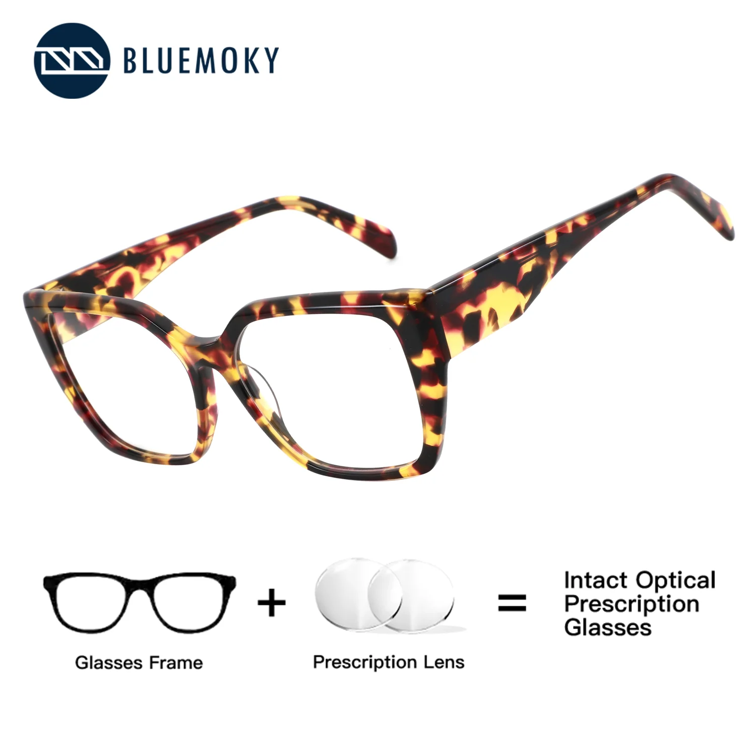

BLUEMOKY (M Size) Women Large Acetate Butterfly Prescription Vision Graduate Glasses Multifocal Myopia Anti Blue Light Aesthetic