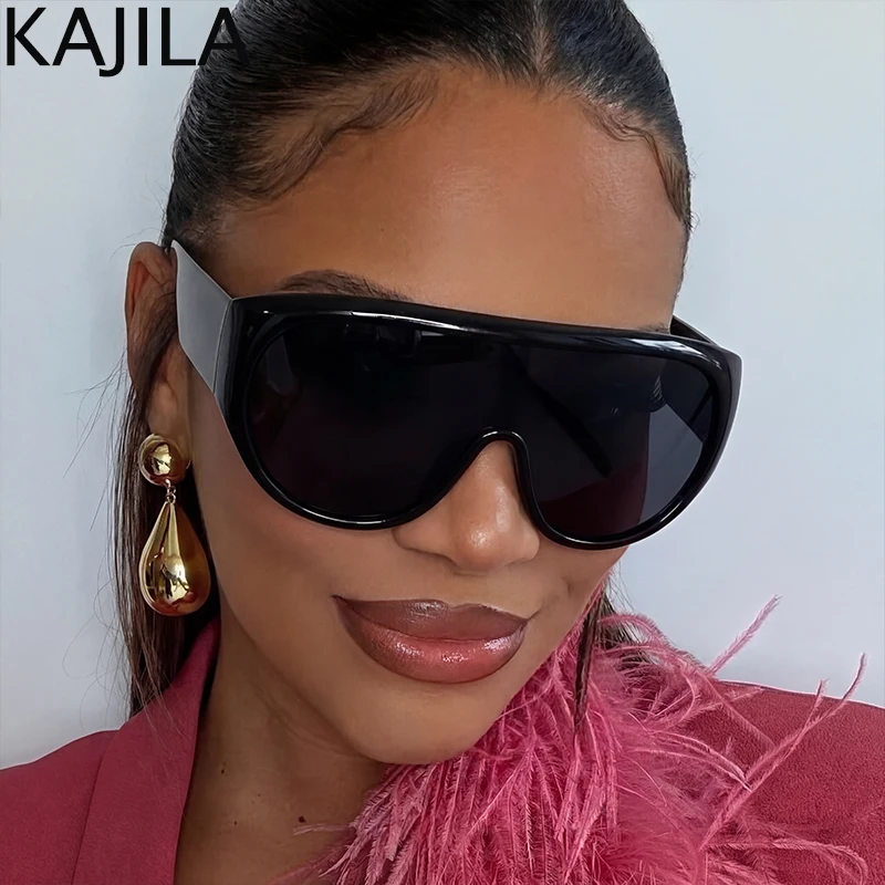 

Oversized Shield Mask Sunglasses Women Y2K Futuristic Visor Big Frame Wrap Around Shades Brown Tinted Retro Windproof Eyewear