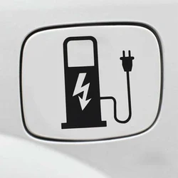 12*10cm EV Electric Vehicle Car Sticker Decal Funny Truck Battery Charger Charging Car Decoration Black White