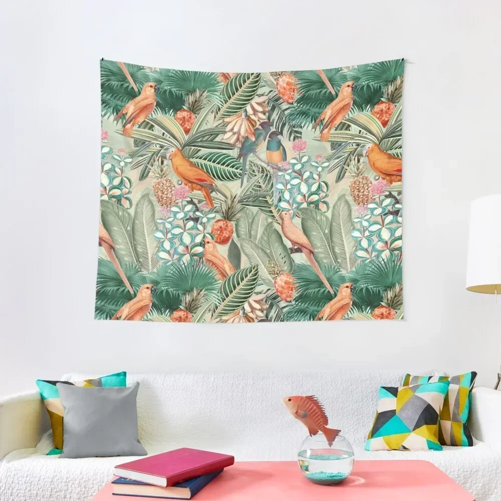 

Vintage Orange Tropical Bird Jungle Garden Tapestry Decoration Bedroom Wall Decorations House Decor Tapestry