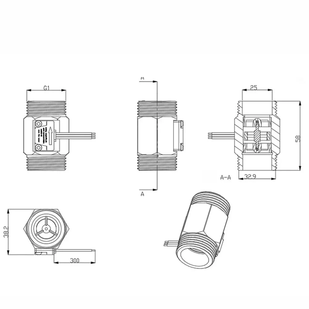 YF-B10 G1 Water Flow Hall Stream Sensor Switch Flow Meter DN25 For Industrial Turbine DC3.5~24V Wire Connection